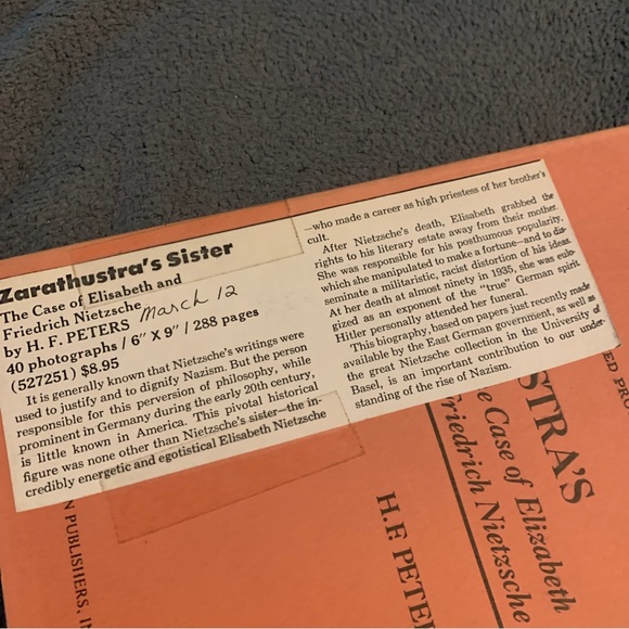 H F PETERS / Zarathustra's Sister The Case of Elisabeth and Friedrich - Picture 2 of 6